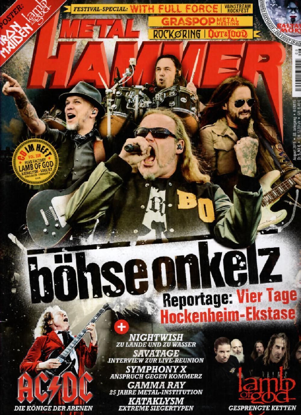 Metal Hammer Magazin Deutschland 2015-08 Böhse Onkelz ACDC Lamb Of God AC/DC