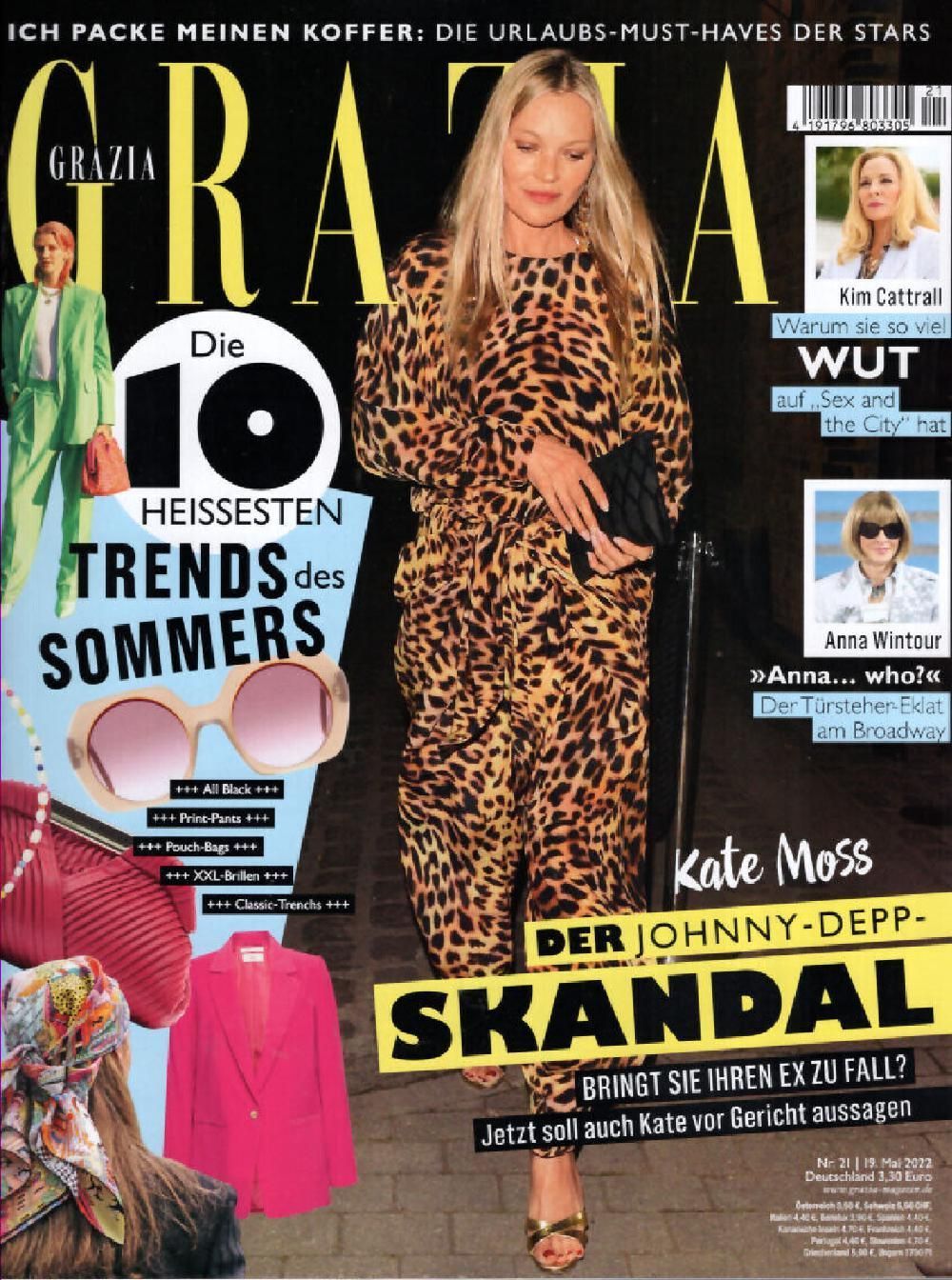Grazia Magazin Deutschland 2022-21 Kate Moss Johnny Depp Anna Wintour Kim Cattrall