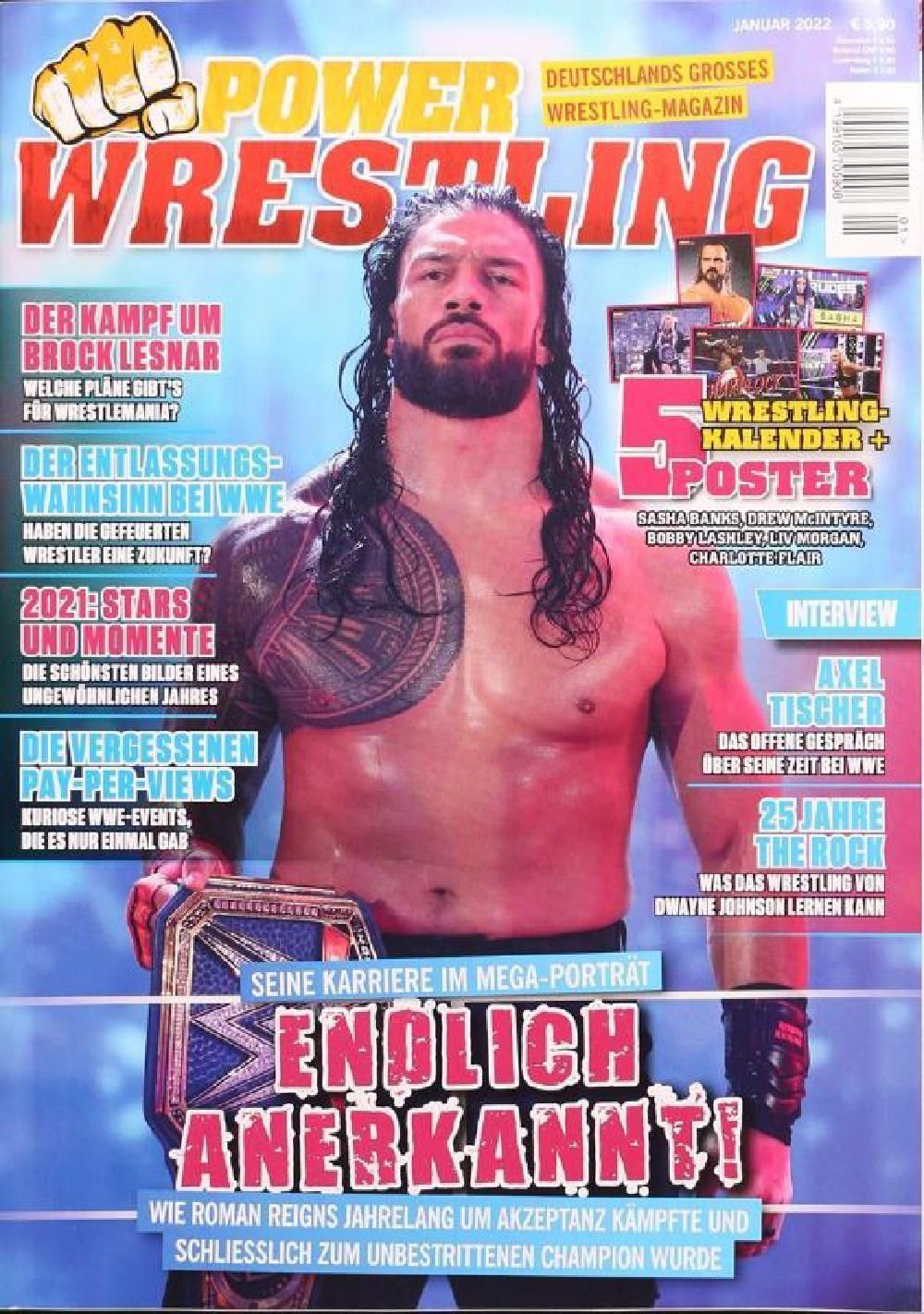Power Wrestling Magasin Tyskland 2022-01 Roman Reigns Sasha Banks Liv Morgan Originalutgåva