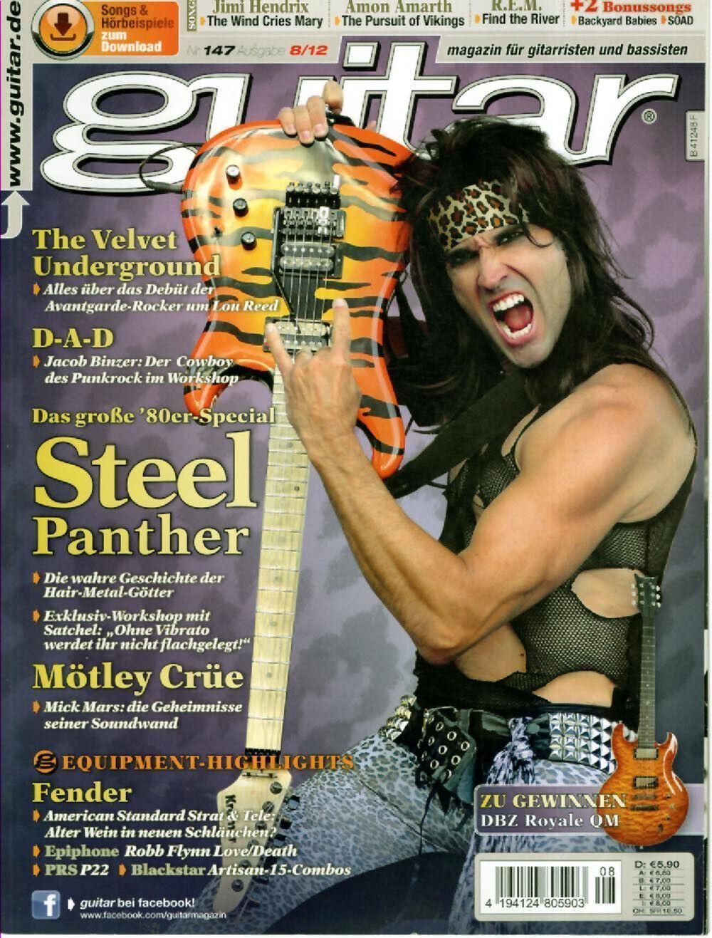 Guitar Magazin Deutschland 2012-08 Steel Panther The Velvet Underground Mötley Crüe