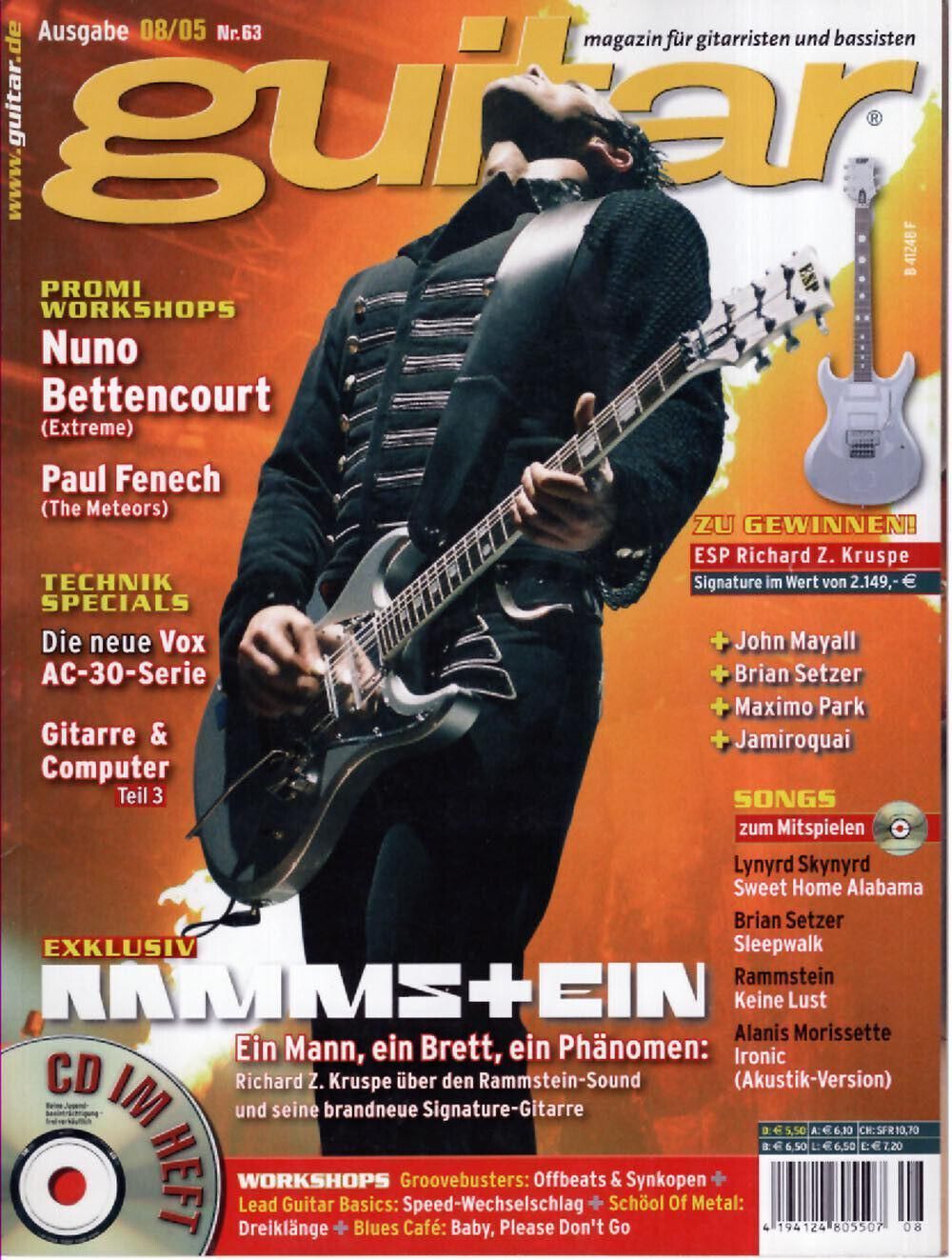 Guitar Magazine Allemagne 2005-08 Rammstein Richard Kruspe Nuno Bettencourt Édition originale