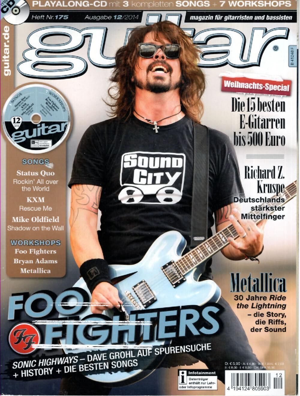 Guitar Magasin Tyskland 2014-12 Dave Grohl Metallica Richard Kruspe Originaludgave