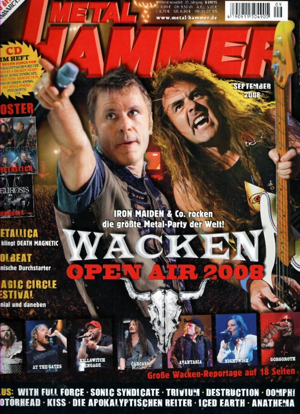 Metal Hammer Magazin Deutschland 2008-09 Iron Maiden Metallica Motörhead Lemmy Kilmister